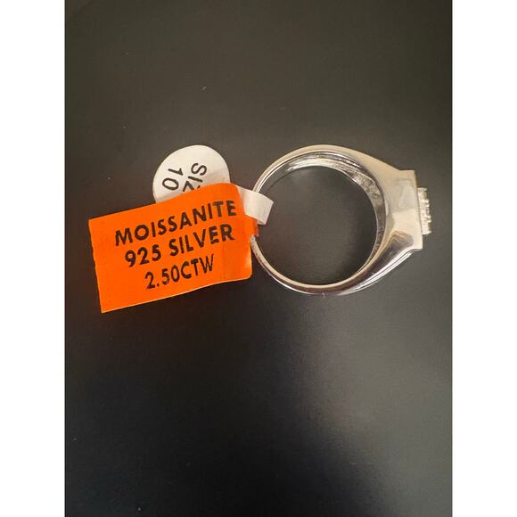 Sz 10 - Men's 2.5ct Moissanite 925 Sterling Silver Ring - Picture 8 of 8